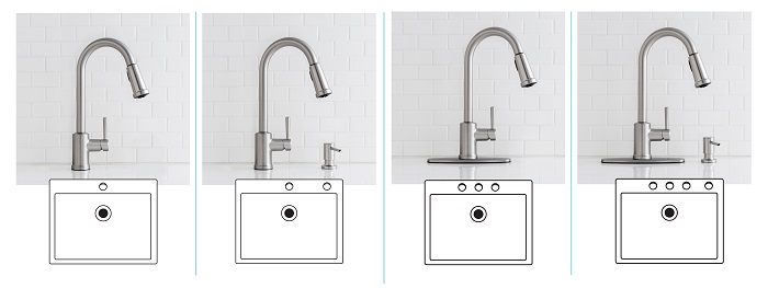 MOEN Indi Kitchen Faucet 1- , 2-, 3-, or 4- Hole Sink Configuration